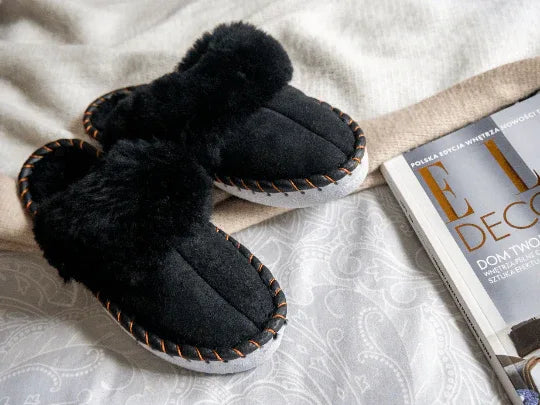 Adult Natural Sheepskin Mules - Black-1
