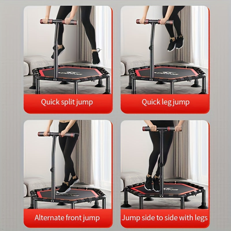 Indoor Fitness Trampoline with Handrail-2