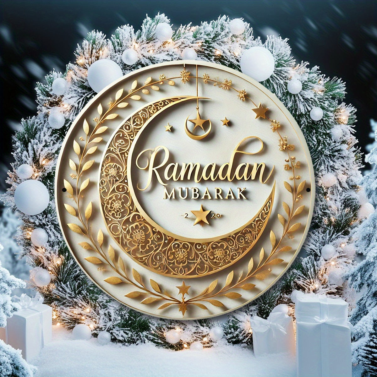 Ramadan Mubarak Aluminum Crescent Star Decor-3