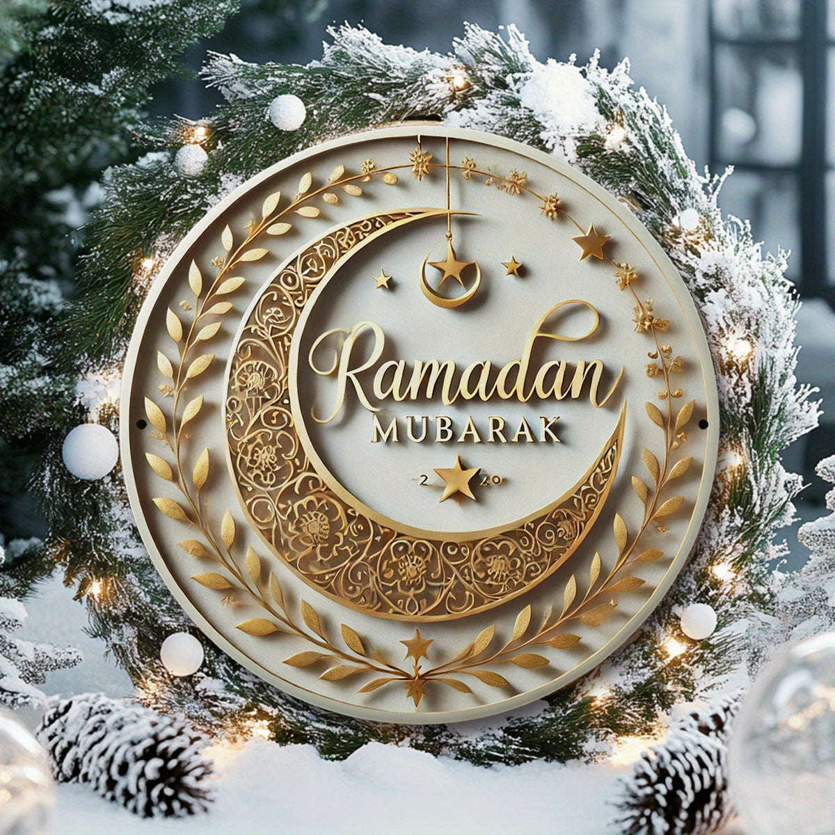 Ramadan Mubarak Aluminum Crescent Star Decor-2