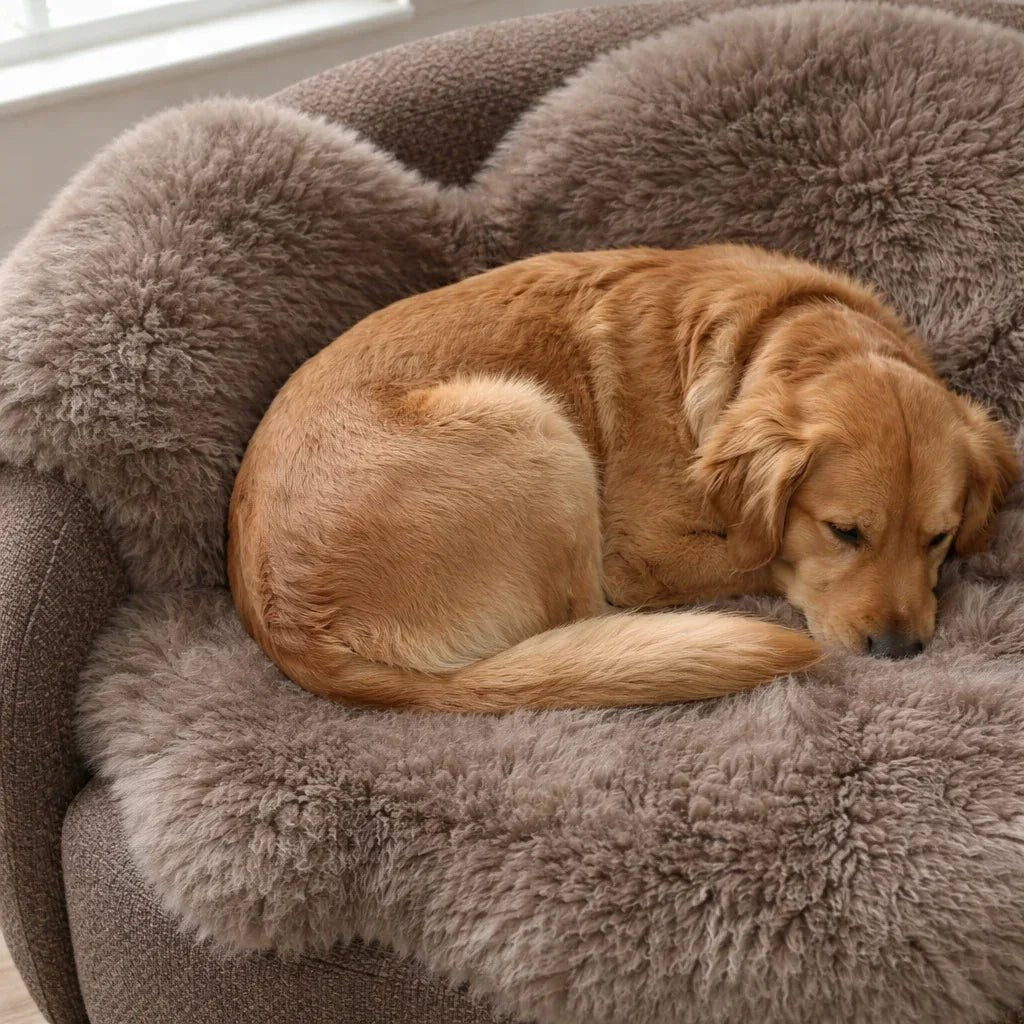 Genuine Beige Sheepskin Couch Cover for Dogs — Natural Sofa Protector (Plastic-Free) - Mio NEGOZIO 🌹💐MellowConceptStoreMellowConceptStore