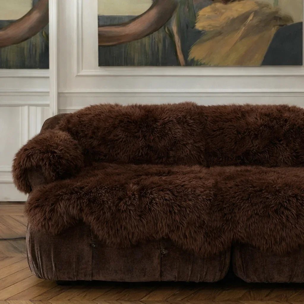 Genuine Brown Sheepskin Couch Cover for Dogs — Natural Sofa Protector (Plastic-Free) - Mio NEGOZIO 🌹💐MellowConceptStoreMellowConceptStore