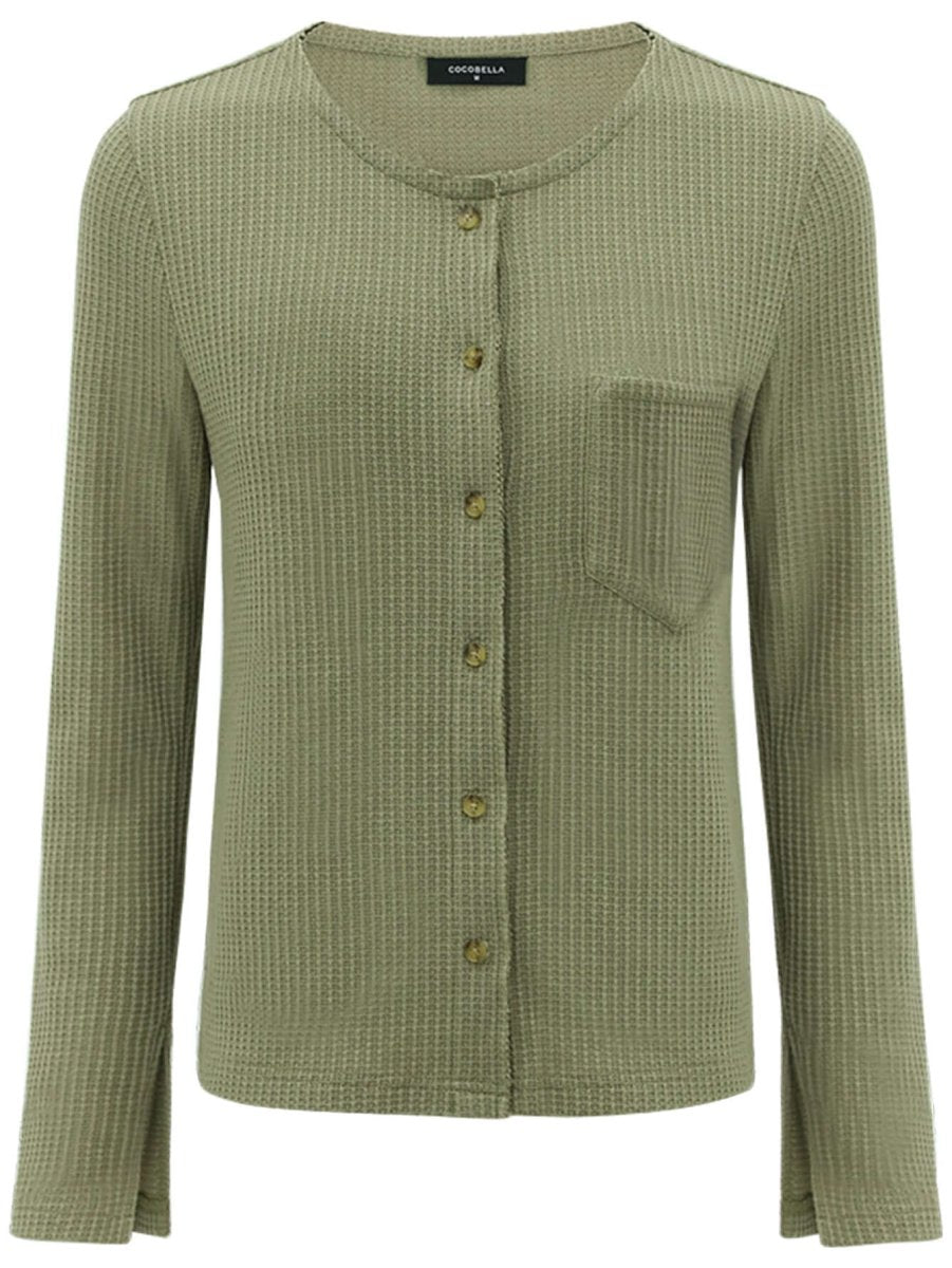Green Waffle Knit Cardigan-3