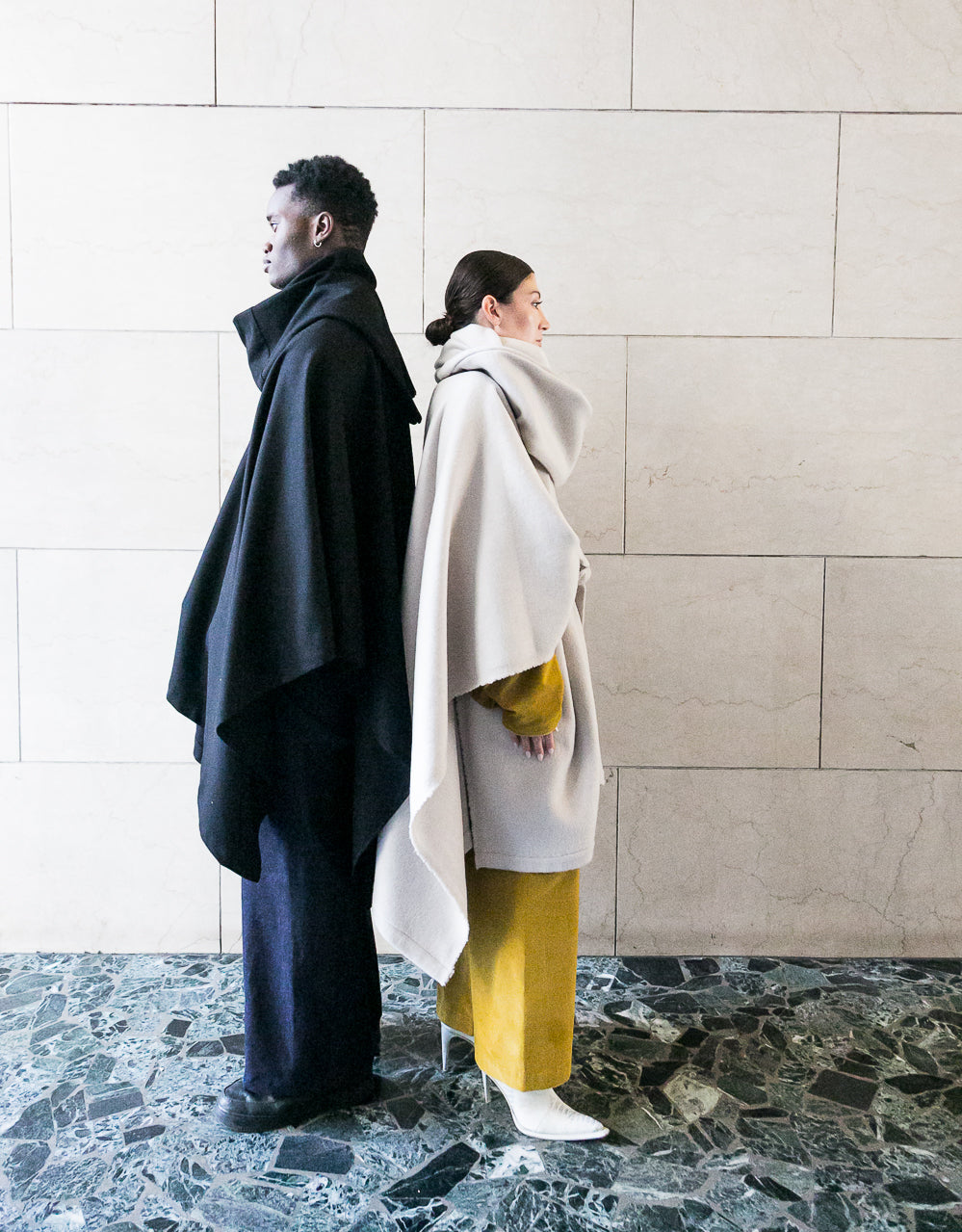 Midi recycled wool cape-2