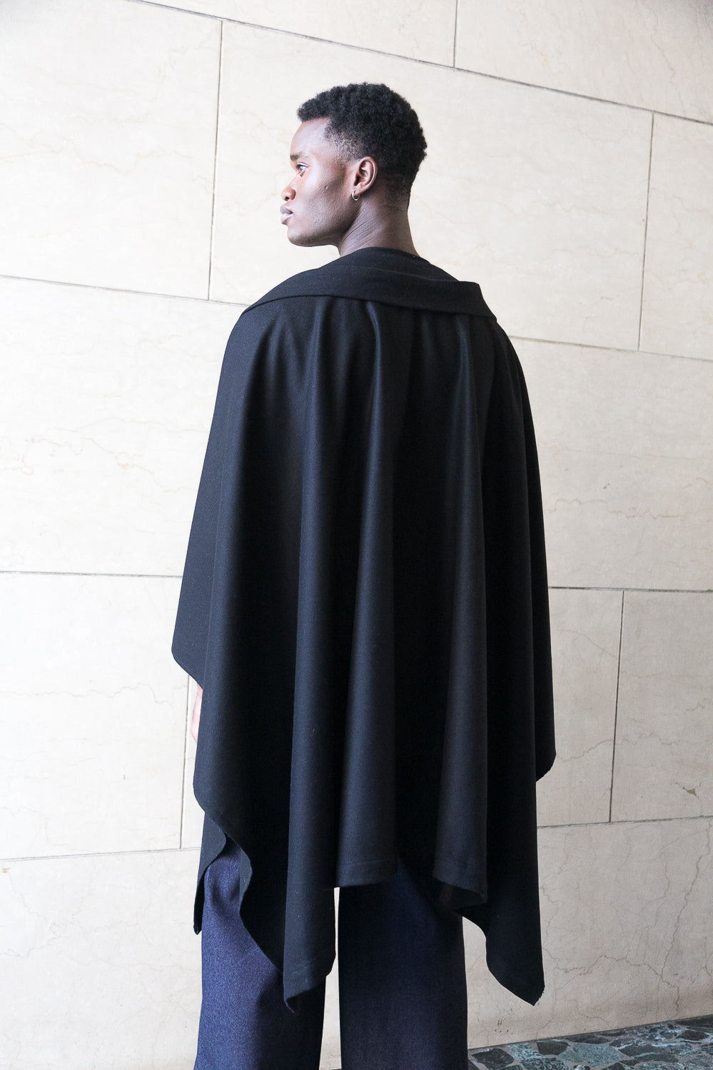 Midi recycled wool cape-0