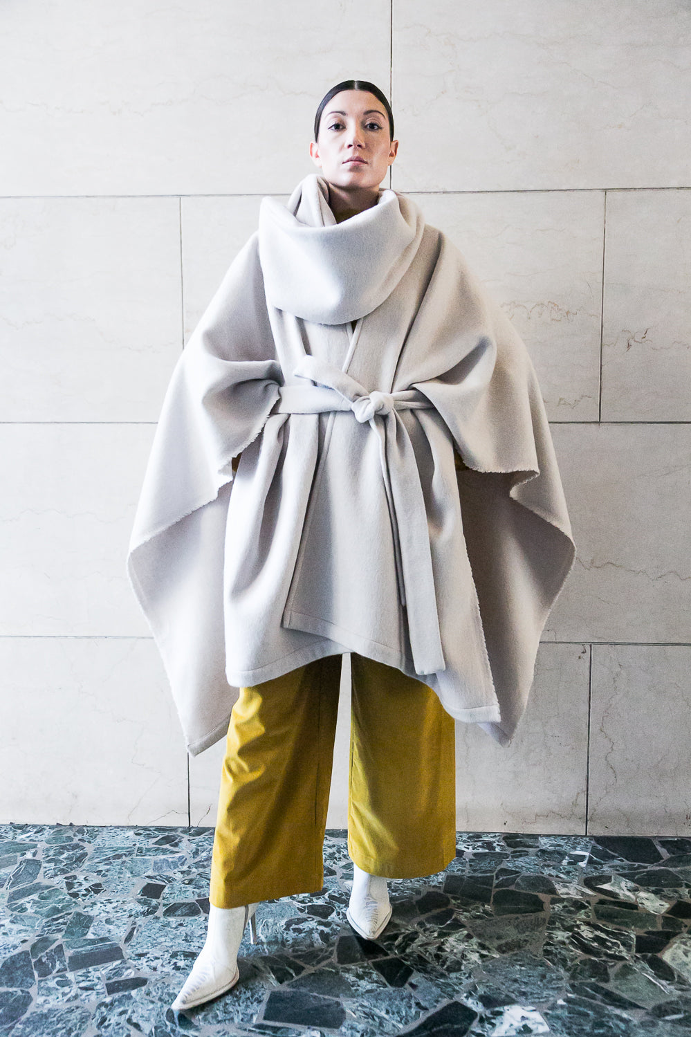 Midi recycled wool cape-1