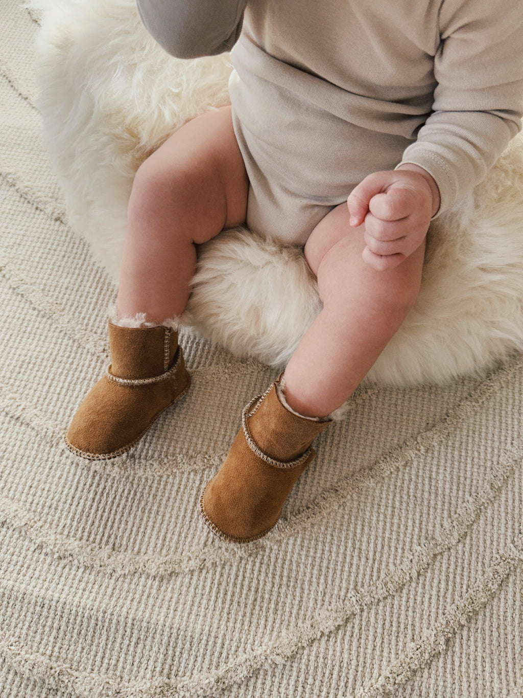 Beige Baby Natural Sheepskin Boots-1