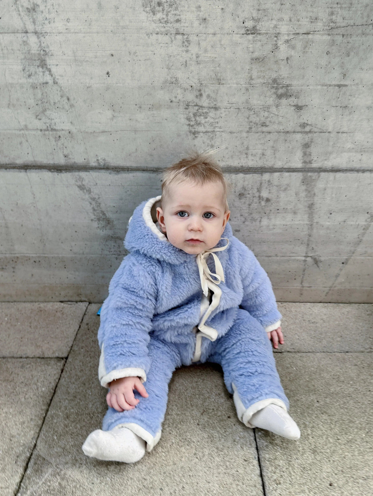 Baby/Kid Virgin Wool Overall - Blue-2