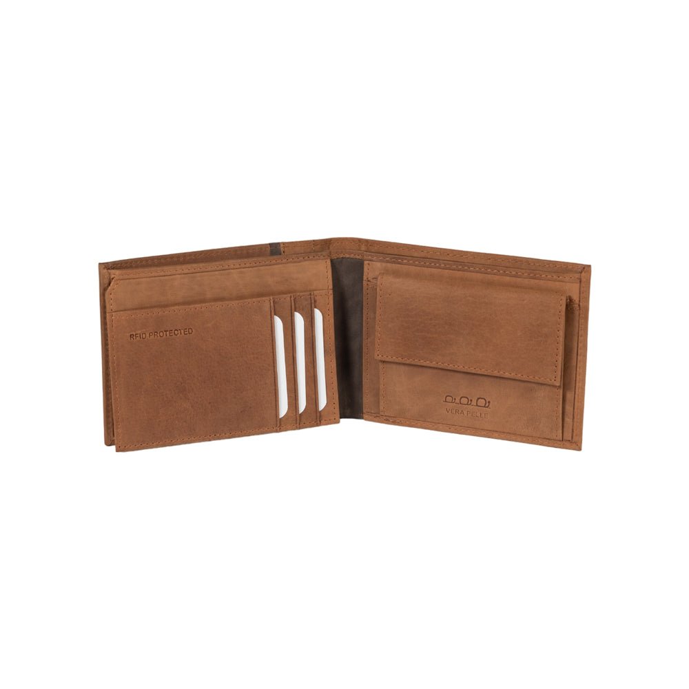 K12220UB | Portafogli Uomo in Vera Pelle pieno fiore, Naked. Colore Cuoio. Protezione RFID. Dimensioni da chiuso: cm 11,5 x 8,3 x 2. Confezione: Scatola regalo fondo/coperchio - Mio NEGOZIO 🌹💐Kaili moodKaili mood