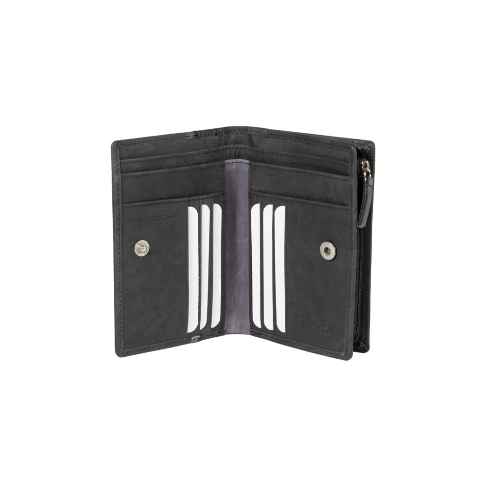 K12234AF | Women's wallet in genuine full-grain leather, Naked. Black color. RFID protection. Size when closed: 9.5 x 14 x 3 cm. Packaging: gift box bottom/cover - Mio NEGOZIO 🌹💐Kaili moodKaili mood