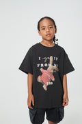 Kids APLUS DMINUS Love Mom Bunny Graphic T-Shirt – 100% Cotton Boxy Fit Tee-0