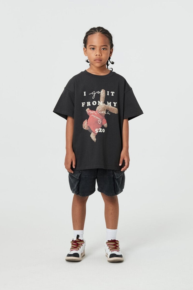 Kids APLUS DMINUS Love Mom Bunny Graphic T-Shirt – 100% Cotton Boxy Fit Tee-3