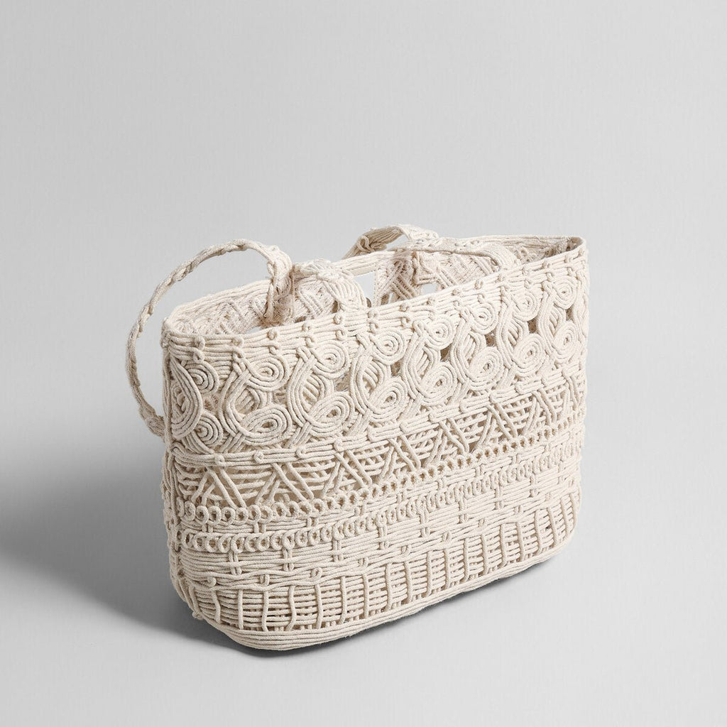 Macramé Woven Tote Bag – Handcrafted Cotton Rope Shoulder Bag with Inner Zipper Pouch-1