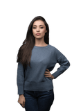 Women's Crew Neck Sweater in Recycled Denim