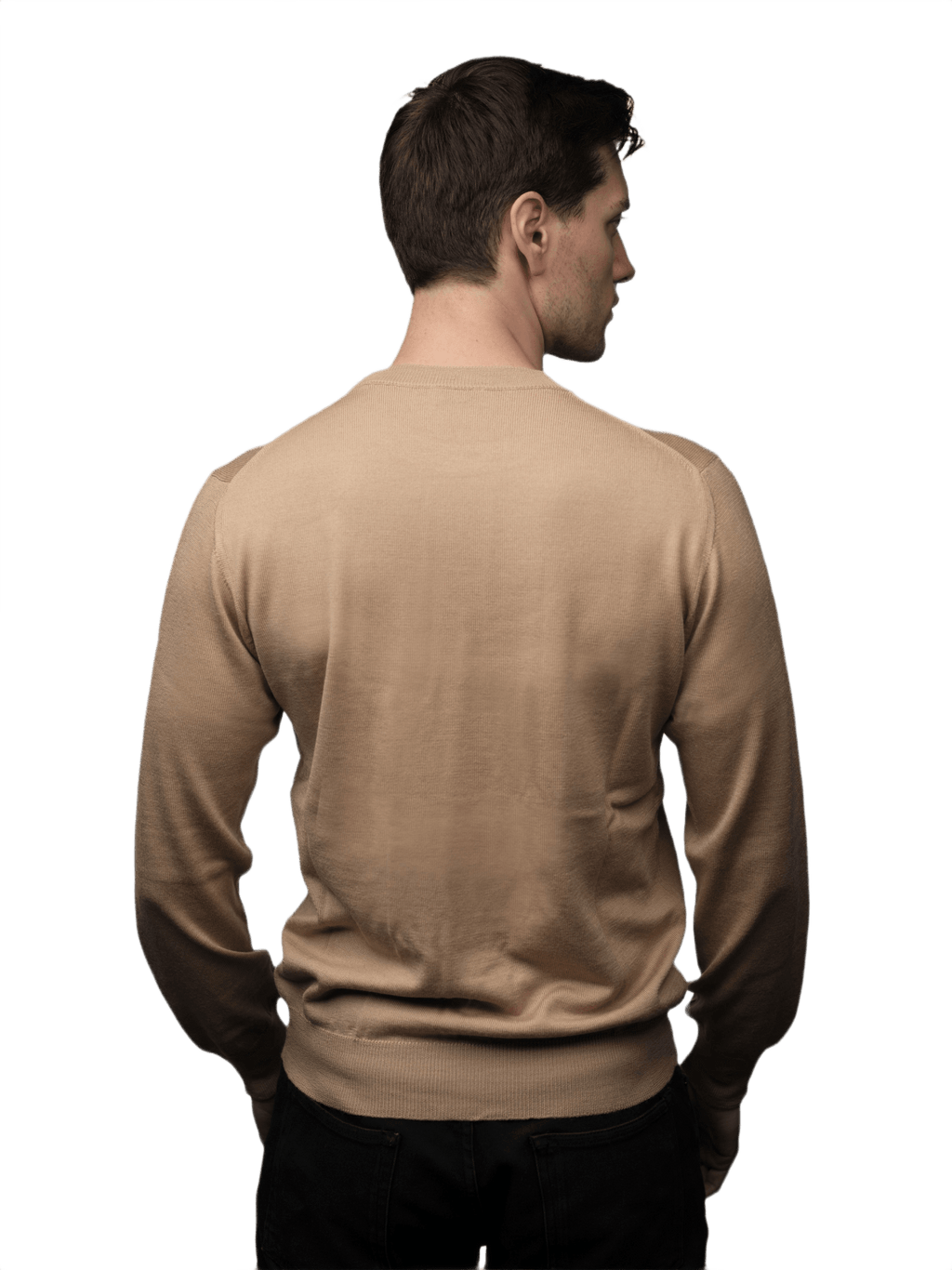 Men's Crew Neck Sweater in Cashmere, Silk and Extrafine Merino Wool Blend