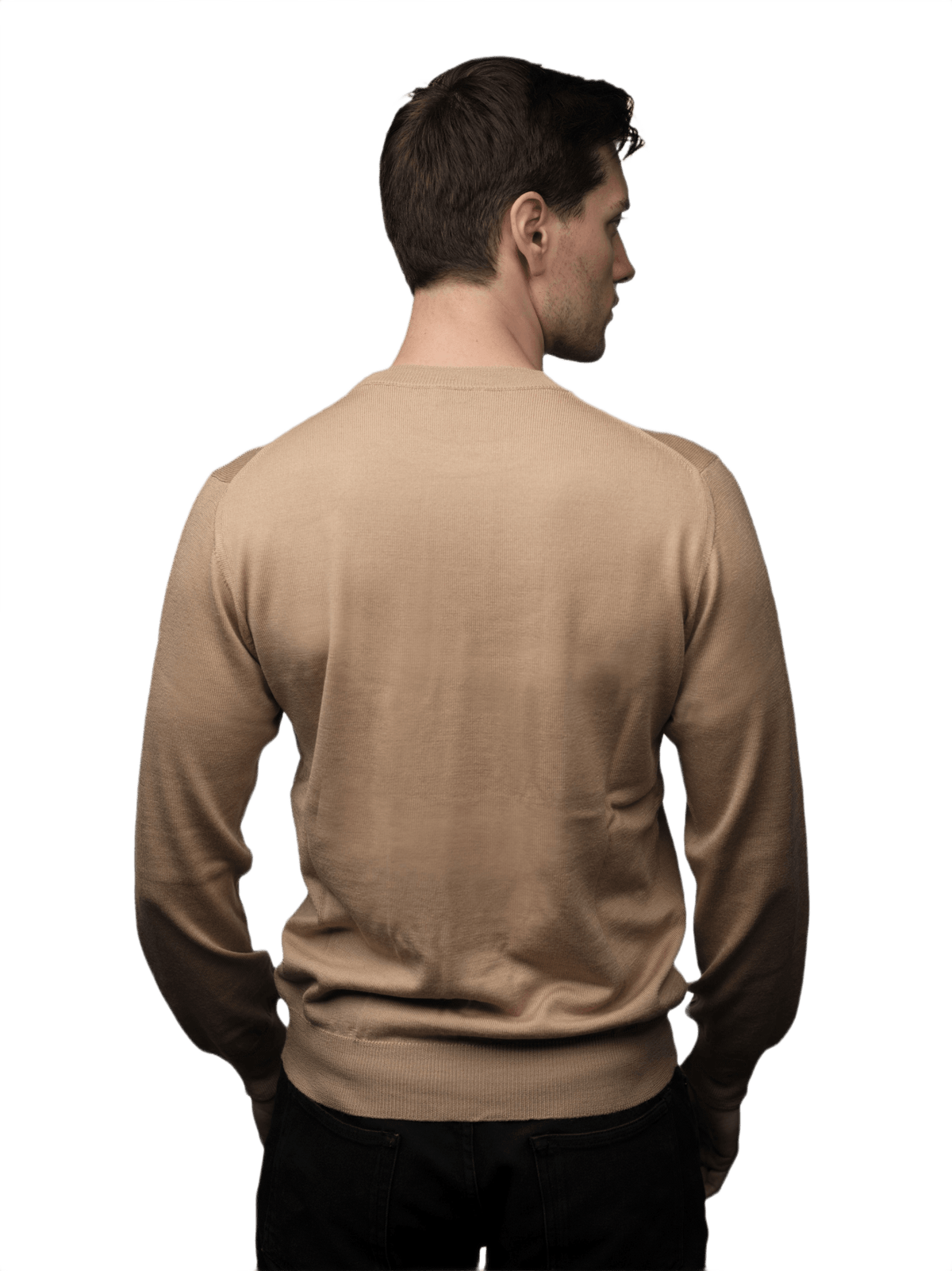 Men's Crew Neck Sweater in Cashmere, Silk and Extrafine Merino Wool Blend