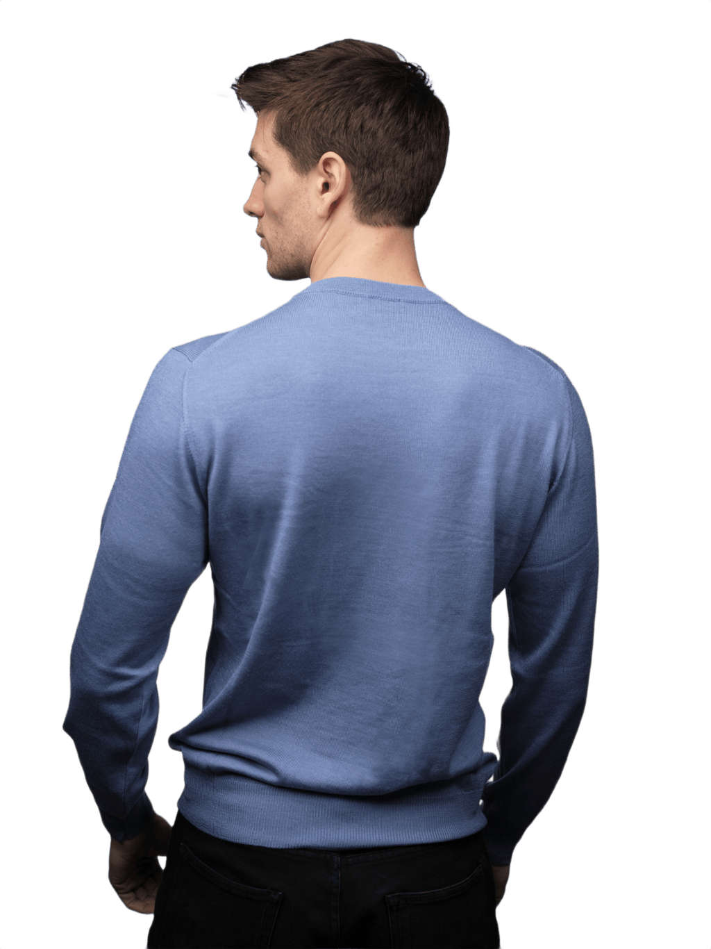 Men's Crew Neck Sweater in Cashmere, Silk and Extrafine Merino Wool Blend