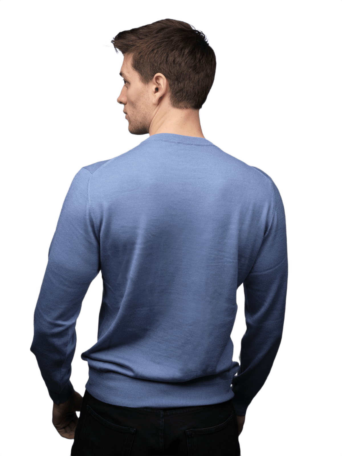Men's Crew Neck Sweater in Cashmere, Silk and Extrafine Merino Wool Blend