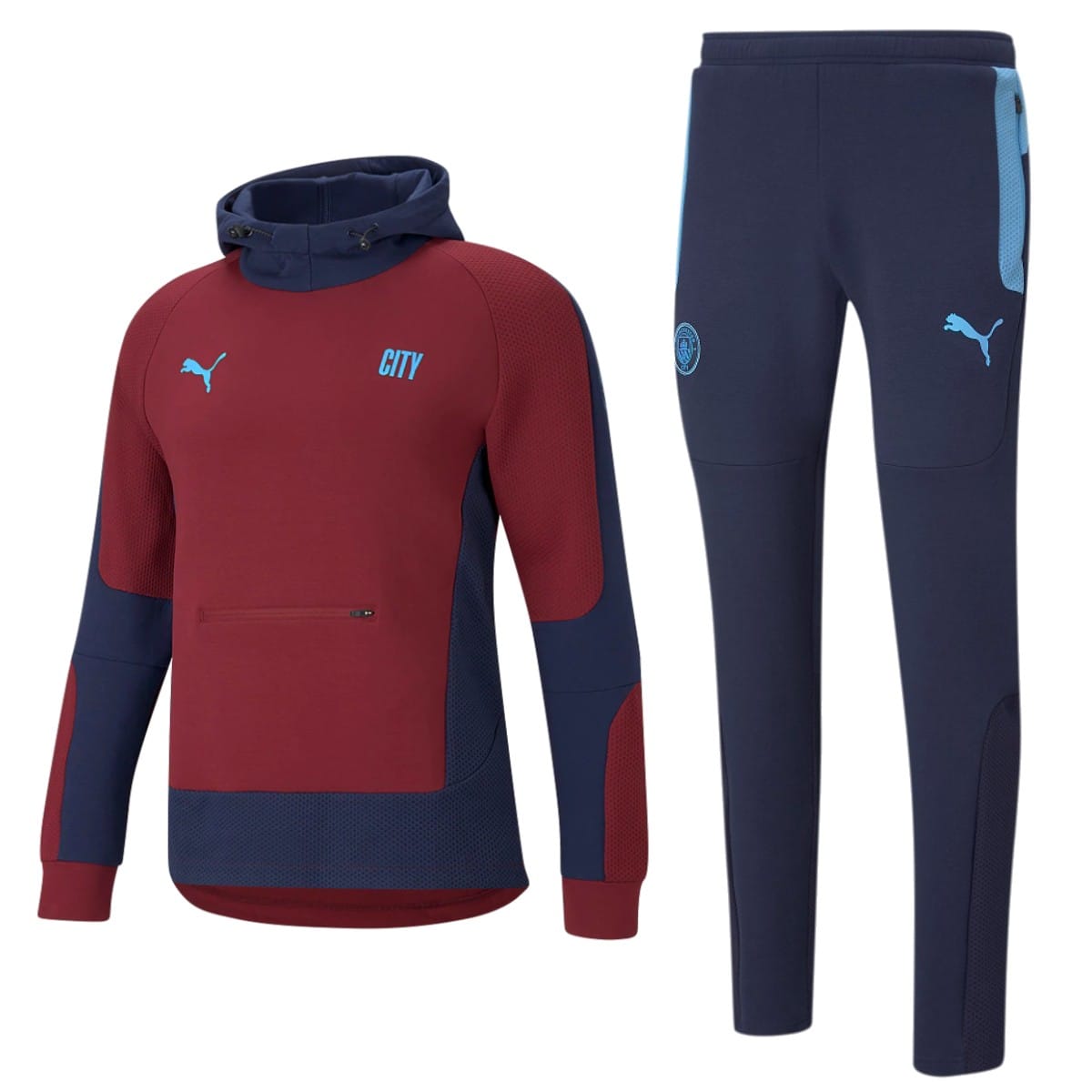 Manchester City Evostripe hooded presentation tracksuit 2021 red - Puma-0