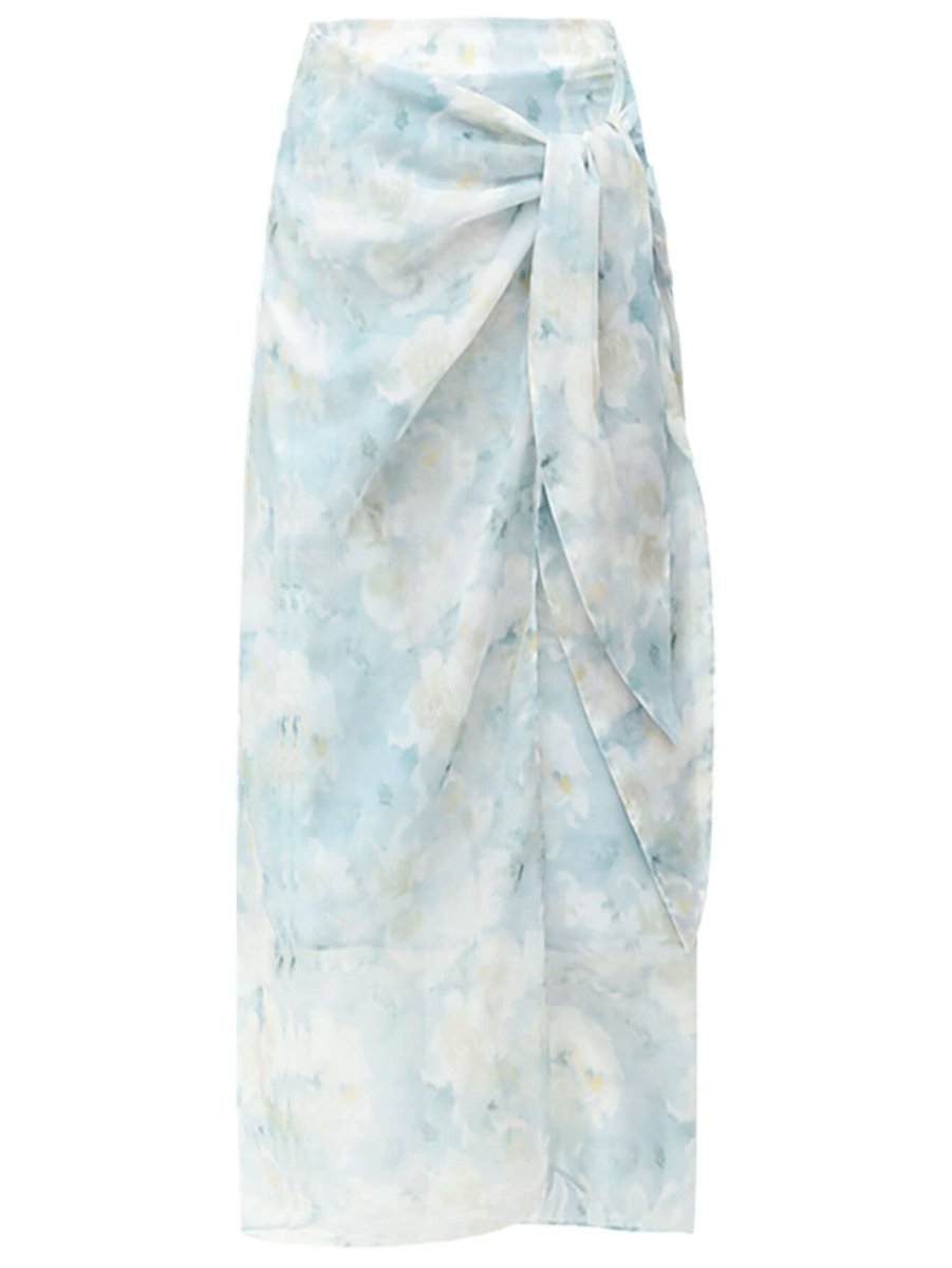 Muted Floral Tie-Dye Wrap Around Skirt-3