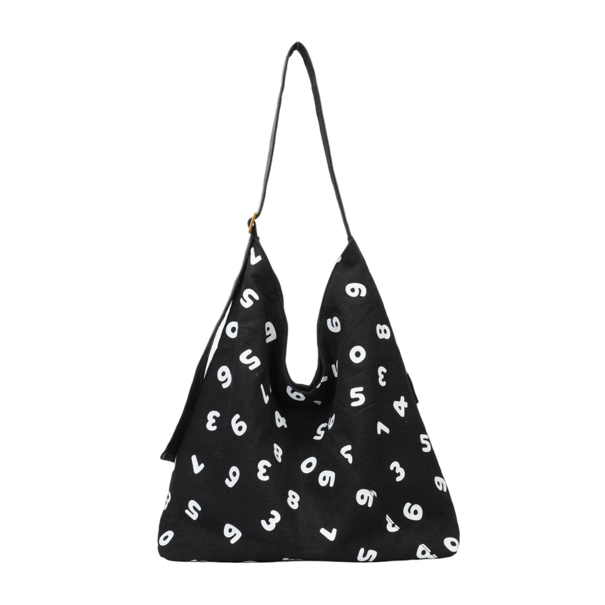 Natural Ramie Oversized Hobo Tote Bag with Number Print & Leather Strap – Ultra-Light Slouchy Shoulder Bag-0