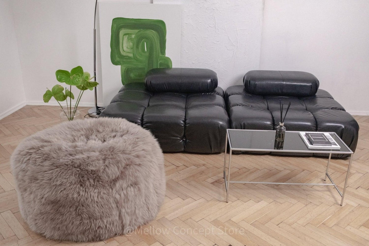 Natural Sheepskin Pouf / Ottoman - Greige - Mio NEGOZIO 🌹💐MellowConceptStoreMellowConceptStore
