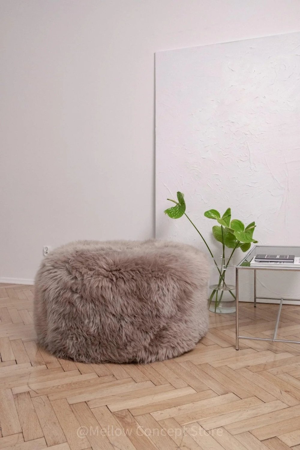 Natural Sheepskin Pouf / Ottoman - Greige - Mio NEGOZIO 🌹💐MellowConceptStoreMellowConceptStore