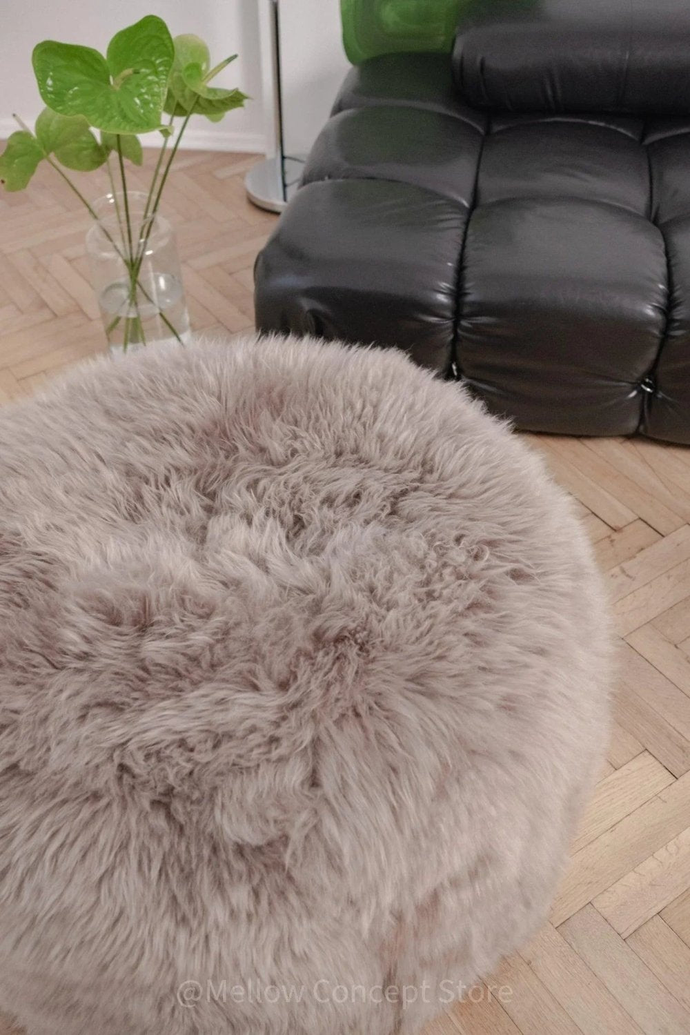 Natural Sheepskin Pouf / Ottoman - Greige - Mio NEGOZIO 🌹💐MellowConceptStoreMellowConceptStore