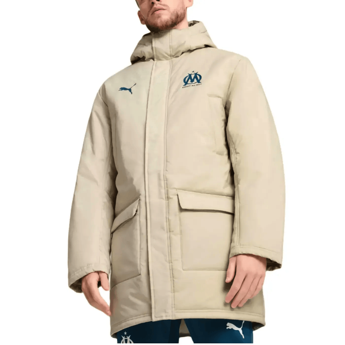 Olympique Marseille light gold padded bench jacket 2024/25 - Puma-0