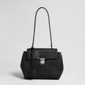 Pebbled Calfskin Messenger Bag – Flap-Top Push-Lock Shoulder Bag with Adjustable Strap-0
