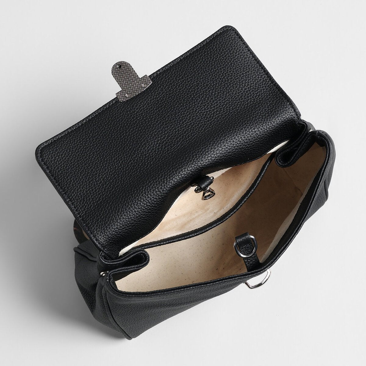 Pebbled Calfskin Messenger Bag – Flap-Top Push-Lock Shoulder Bag with Adjustable Strap-3