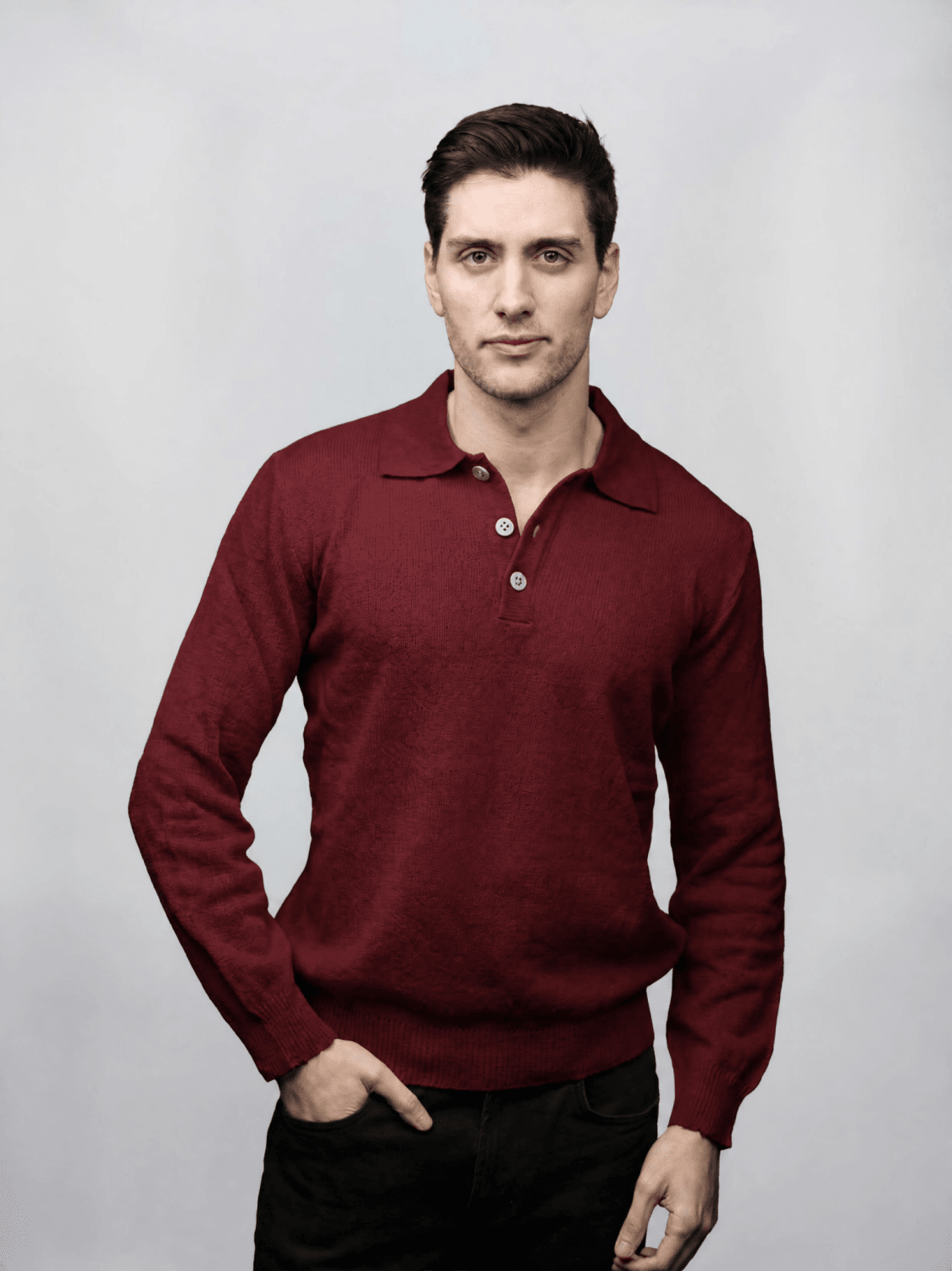 Polo Uomo Manica Lunga Lana Merino Sopravissana - Filiera Corta - Mio NEGOZIO 🌹💐LanaioliLanaioli