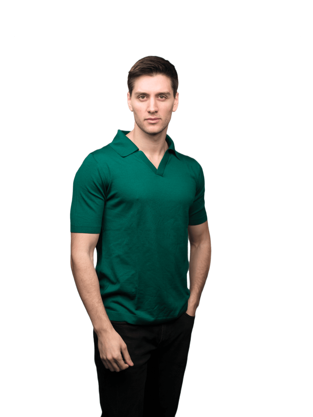 Men's Short-Sleeved Polo Shirt in Pure Extrafine Merino Wool-0