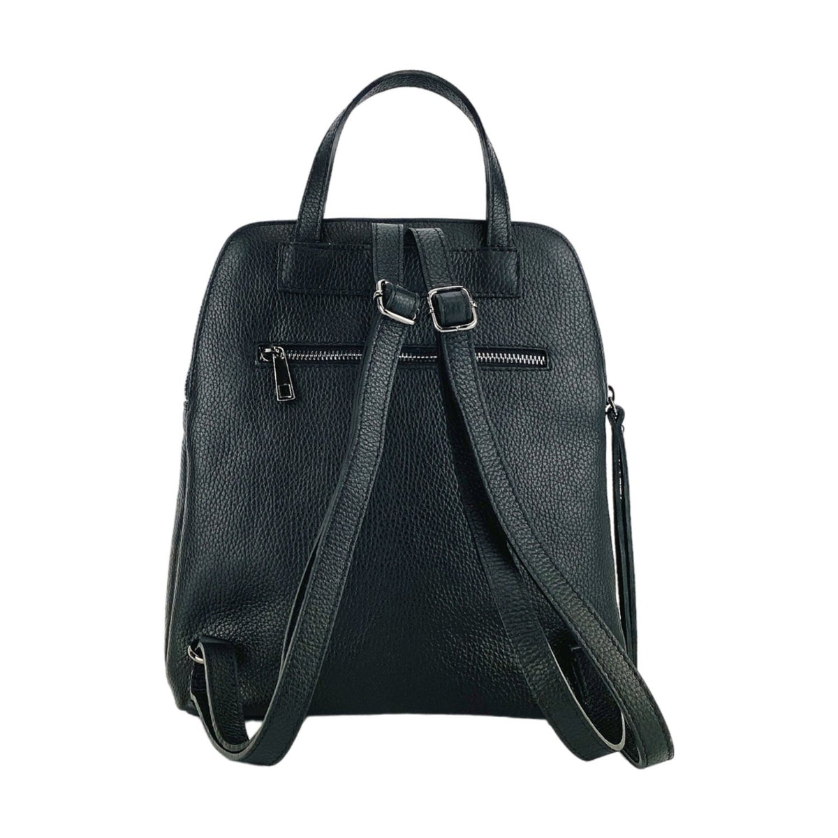 RB1018A | Women's Backpack Double compartment in Genuine Leather Made in Italy with adjustable shoulder straps. Gunmetal metal hardware - Black color - Dimensions: cm 26 x 30 x 14.5 - Mio NEGOZIO 🌹💐RENATO BORZATTA - Italy since 1978 -RENATO BORZATTA - Italy since 1978 -
