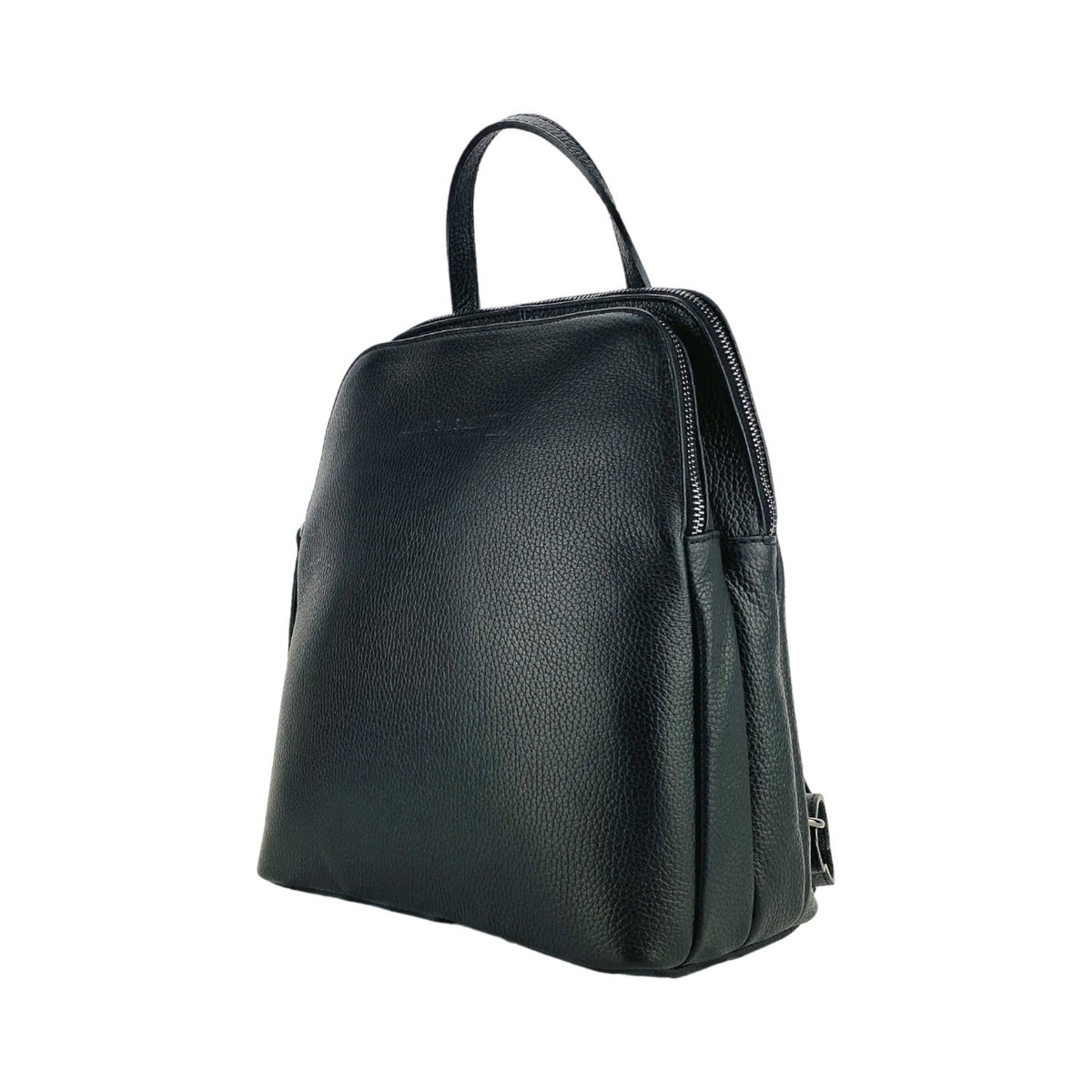 RB1018A | Women's Backpack Double compartment in Genuine Leather Made in Italy with adjustable shoulder straps. Gunmetal metal hardware - Black color - Dimensions: cm 26 x 30 x 14.5 - Mio NEGOZIO 🌹💐RENATO BORZATTA - Italy since 1978 -RENATO BORZATTA - Italy since 1978 -