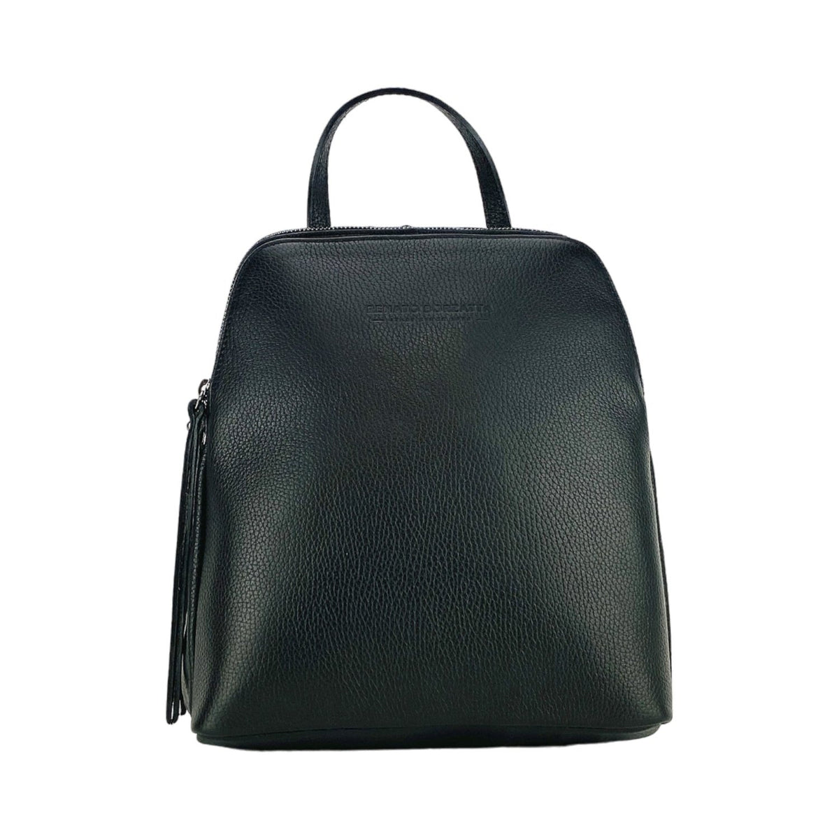 RB1018A | Women's Backpack Double compartment in Genuine Leather Made in Italy with adjustable shoulder straps. Gunmetal metal hardware - Black color - Dimensions: cm 26 x 30 x 14.5 - Mio NEGOZIO 🌹💐RENATO BORZATTA - Italy since 1978 -RENATO BORZATTA - Italy since 1978 -