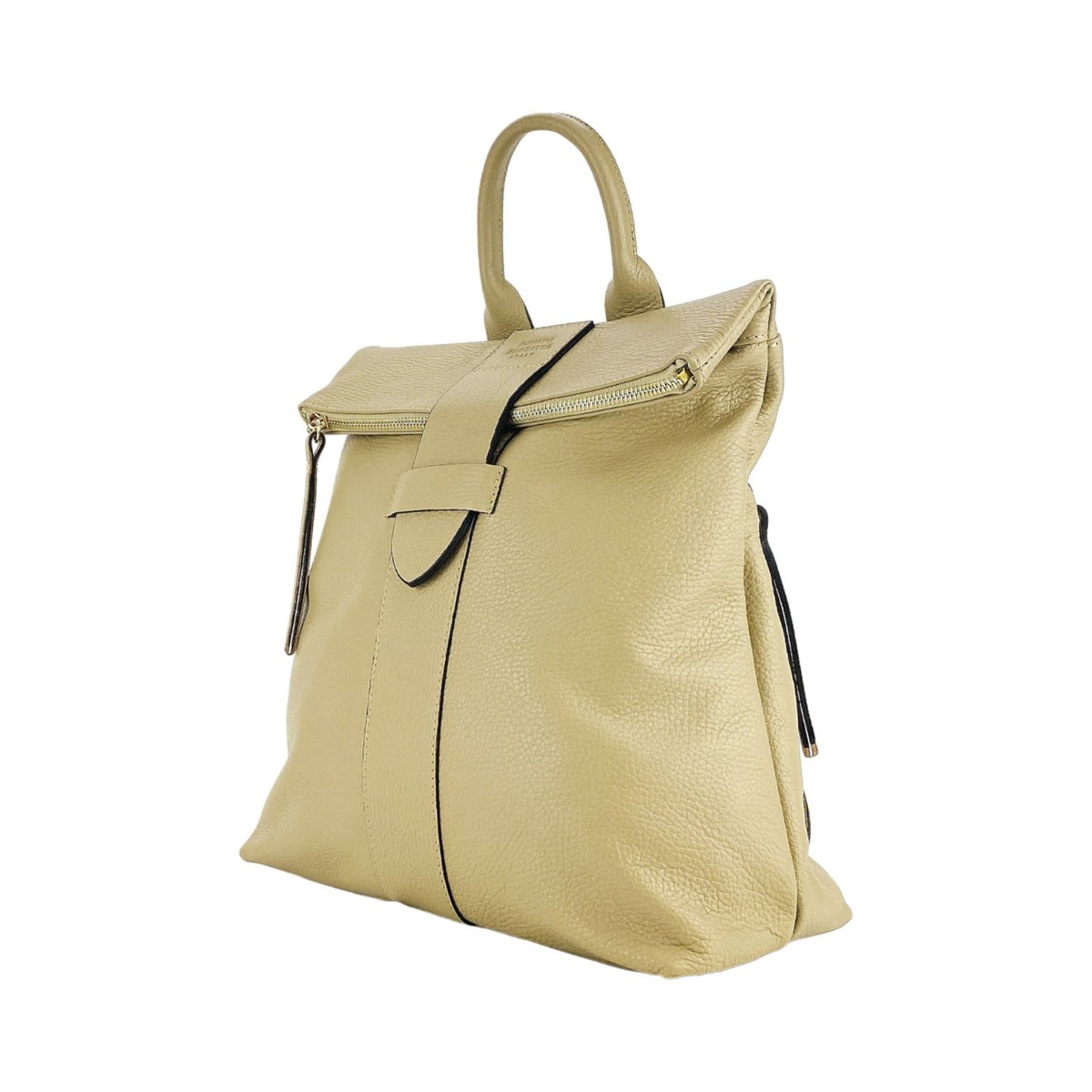 RB1021AL | Zaino Donna Morbido in Vera Pelle Made in Italy con Spallacci regolabili. Chiusura lampo e Accessori in metallo Oro Lucido - Colore Beige - Dimensioni: cm 30 x 34 x 10,5 - Mio NEGOZIO 🌹💐RENATO BORZATTA - Italy since 1978 -RENATO BORZATTA - Italy since 1978 -