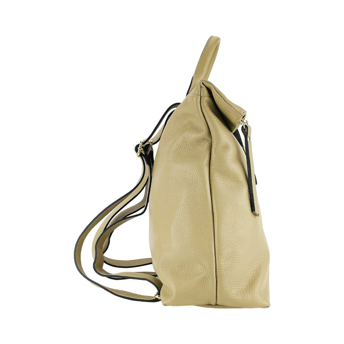 RB1021AL | Zaino Donna Morbido in Vera Pelle Made in Italy con Spallacci regolabili. Chiusura lampo e Accessori in metallo Oro Lucido - Colore Beige - Dimensioni: cm 30 x 34 x 10,5 - Mio NEGOZIO 🌹💐RENATO BORZATTA - Italy since 1978 -RENATO BORZATTA - Italy since 1978 -