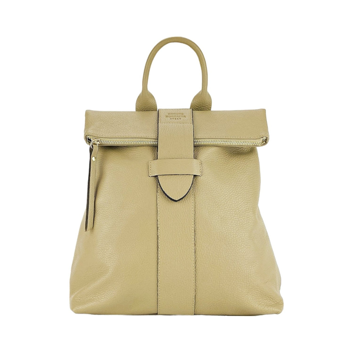 RB1021AL | Zaino Donna Morbido in Vera Pelle Made in Italy con Spallacci regolabili. Chiusura lampo e Accessori in metallo Oro Lucido - Colore Beige - Dimensioni: cm 30 x 34 x 10,5 - Mio NEGOZIO 🌹💐RENATO BORZATTA - Italy since 1978 -RENATO BORZATTA - Italy since 1978 -