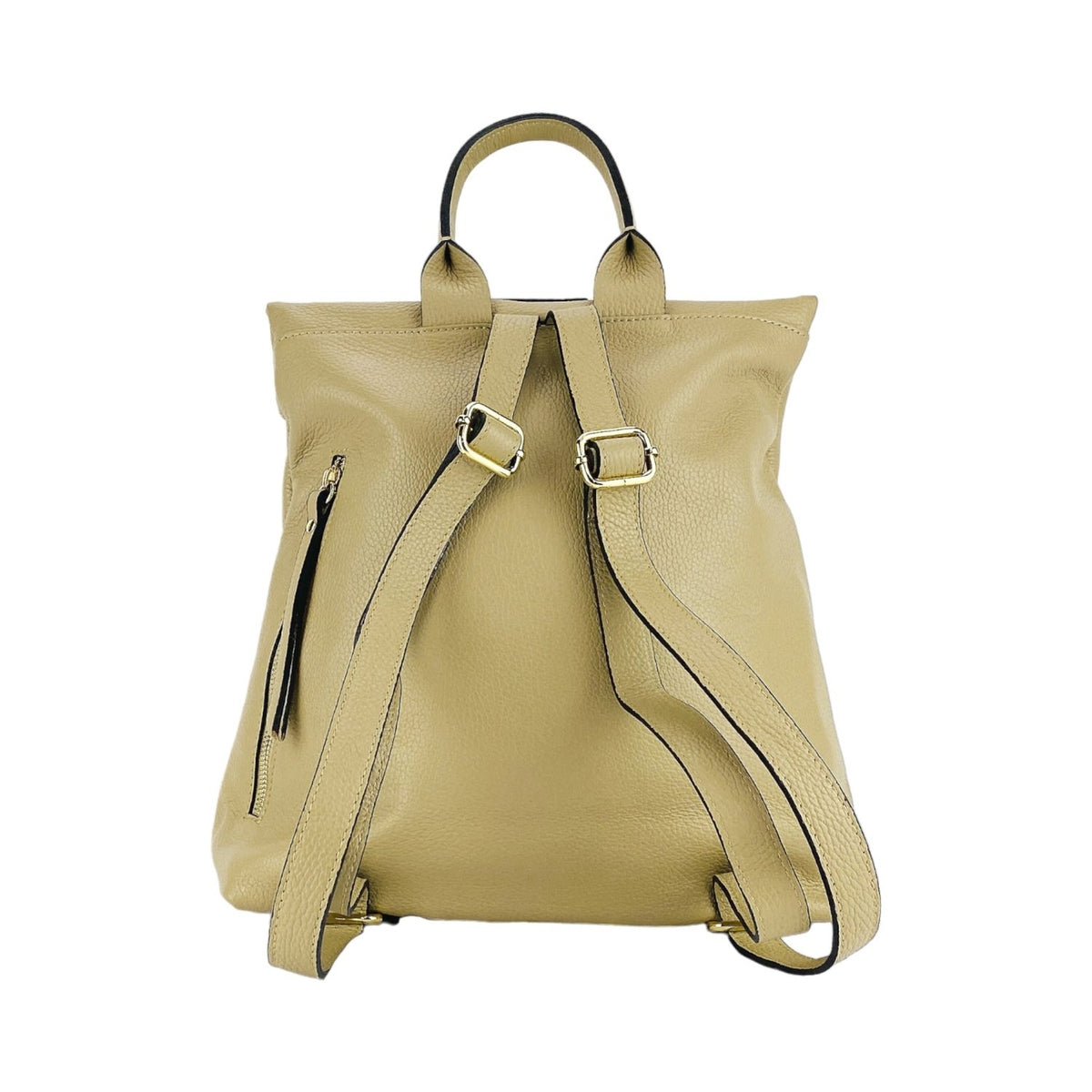 RB1021AL | Zaino Donna Morbido in Vera Pelle Made in Italy con Spallacci regolabili. Chiusura lampo e Accessori in metallo Oro Lucido - Colore Beige - Dimensioni: cm 30 x 34 x 10,5 - Mio NEGOZIO 🌹💐RENATO BORZATTA - Italy since 1978 -RENATO BORZATTA - Italy since 1978 -