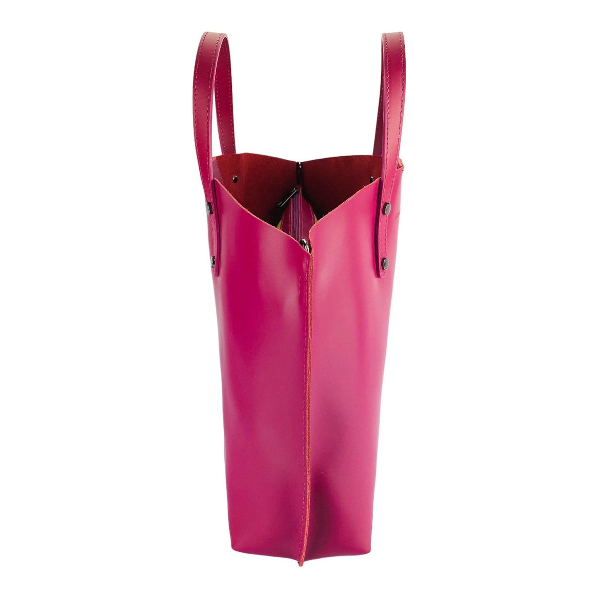 RB1024BE | Borsa Donna a Mano in Vera Pelle Made in Italy con tracolla removibile. Sacca grande interna estraibile. Accessori Canna di Fucile Lucido - Colore Fuxia - Dimensioni: cm 48x31x11 - Mio NEGOZIO 🌹💐RENATO BORZATTA - Italy since 1978 -RENATO BORZATTA - Italy since 1978 -