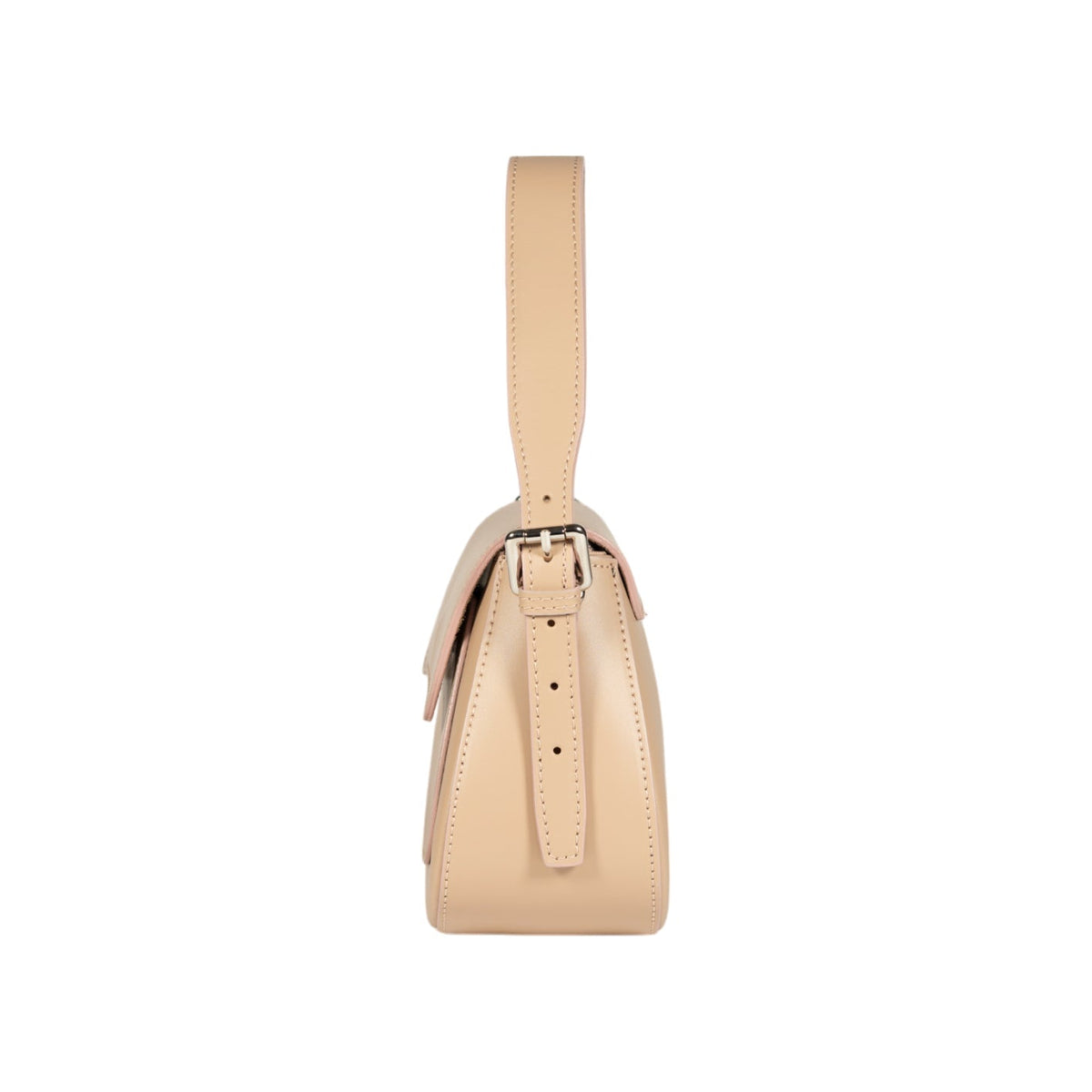 RB1030AL | Borsa Donna a Spalla EMMA con pattina in Vera Pelle Made in Italy. Accessori in metallo Argento Lucido - Colore Beige - Dimensioni: cm 24 x 18 x 9 + 14,5 (Luce manico) - Mio NEGOZIO 🌹💐RENATO BORZATTA - Italy since 1978 -RENATO BORZATTA - Italy since 1978 -