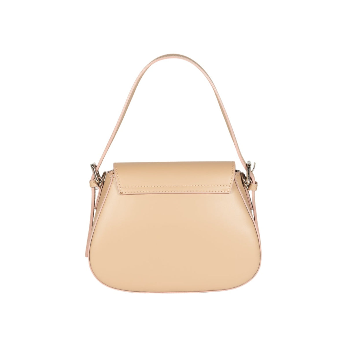 RB1030AL | Borsa Donna a Spalla EMMA con pattina in Vera Pelle Made in Italy. Accessori in metallo Argento Lucido - Colore Beige - Dimensioni: cm 24 x 18 x 9 + 14,5 (Luce manico) - Mio NEGOZIO 🌹💐RENATO BORZATTA - Italy since 1978 -RENATO BORZATTA - Italy since 1978 -