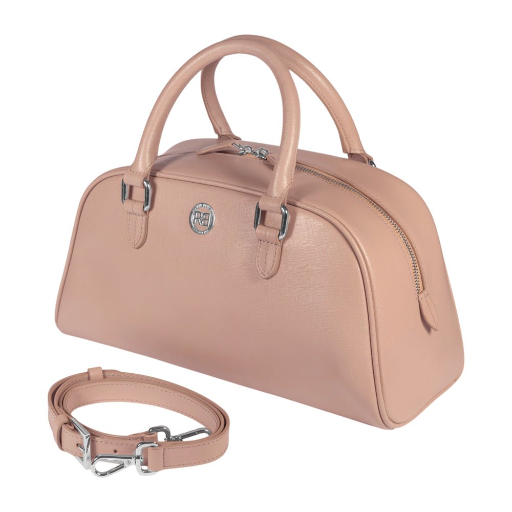 RB1034AU | Borsa Bowling da Donna VIRGINIA in Vera Pelle Saffiano Made in Italy. Colore Cipria - Mio NEGOZIO 🌹💐RENATO BORZATTA - Italy since 1978 -RENATO BORZATTA - Italy since 1978 -