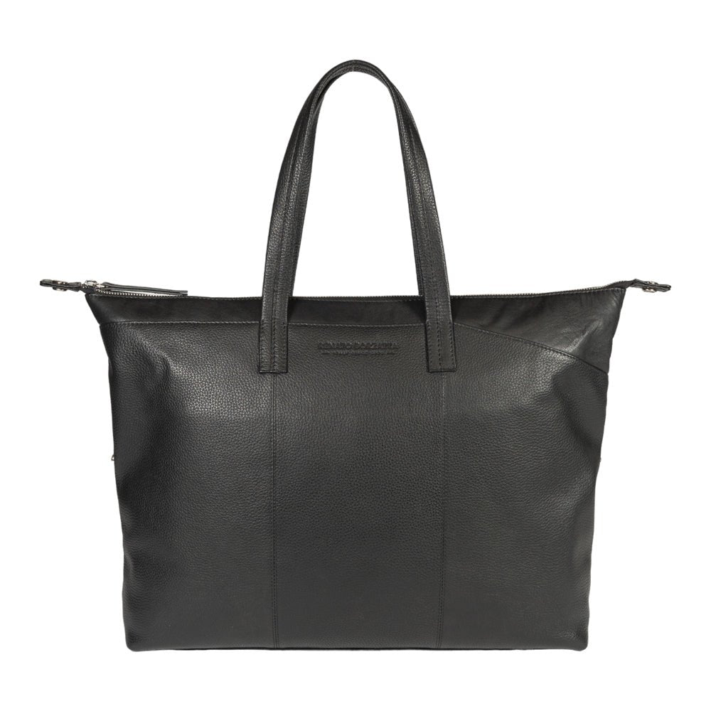 RB2004A | Borsa Shopping Trasformabile in Bauletto in Vera Pelle pieno fiore, grana dollaro/leggera. Doppio manico. Colore Nero. Dimensioni: cm 43 x 36 x 14. Confezione: Sacchetto in Tessuto non Tessuto - Mio NEGOZIO 🌹💐RENATO BORZATTA - Italy since 1978 -RENATO BORZATTA - Italy since 1978 -