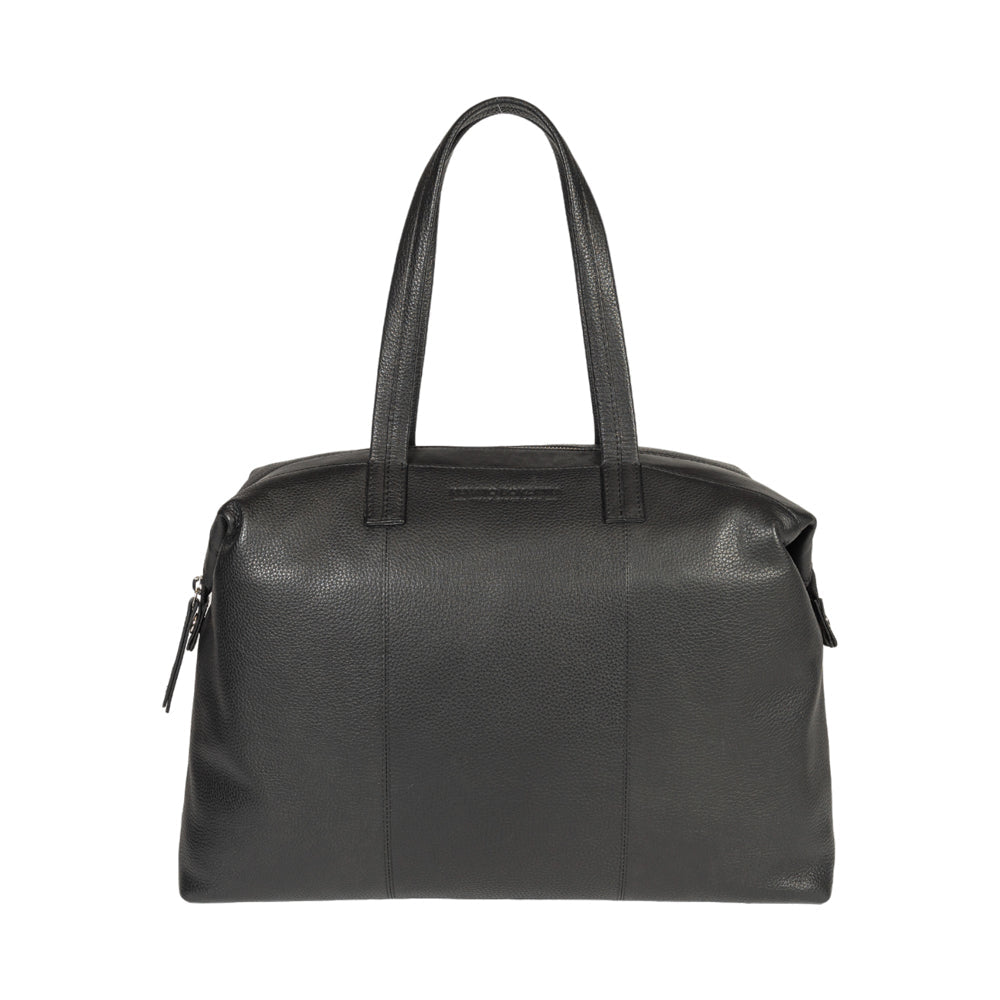 RB2004A | Borsa Shopping Trasformabile in Bauletto in Vera Pelle pieno fiore, grana dollaro/leggera. Doppio manico. Colore Nero. Dimensioni: cm 43 x 36 x 14. Confezione: Sacchetto in Tessuto non Tessuto - Mio NEGOZIO 🌹💐RENATO BORZATTA - Italy since 1978 -RENATO BORZATTA - Italy since 1978 -