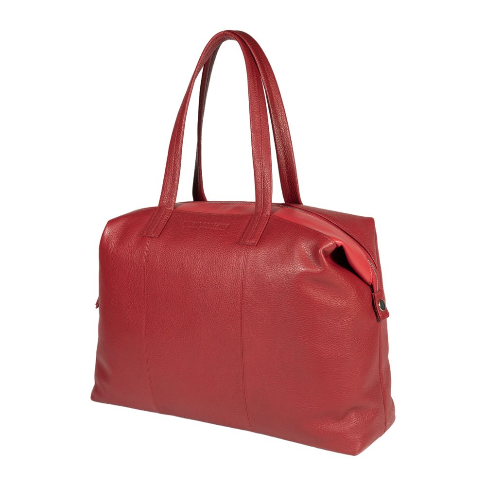 RB2004V | Borsa Shopping Trasformabile in Bauletto in Vera Pelle pieno fiore, grana dollaro/leggera. Doppio manico. Colore Rosso. Dimensioni: cm 43 x 36 x 14. Confezione: Sacchetto in Tessuto non Tessuto - Mio NEGOZIO 🌹💐RENATO BORZATTA - Italy since 1978 -RENATO BORZATTA - Italy since 1978 -