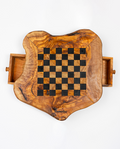 Scacchiera rustica in legno d'ulivo con cassetto-0