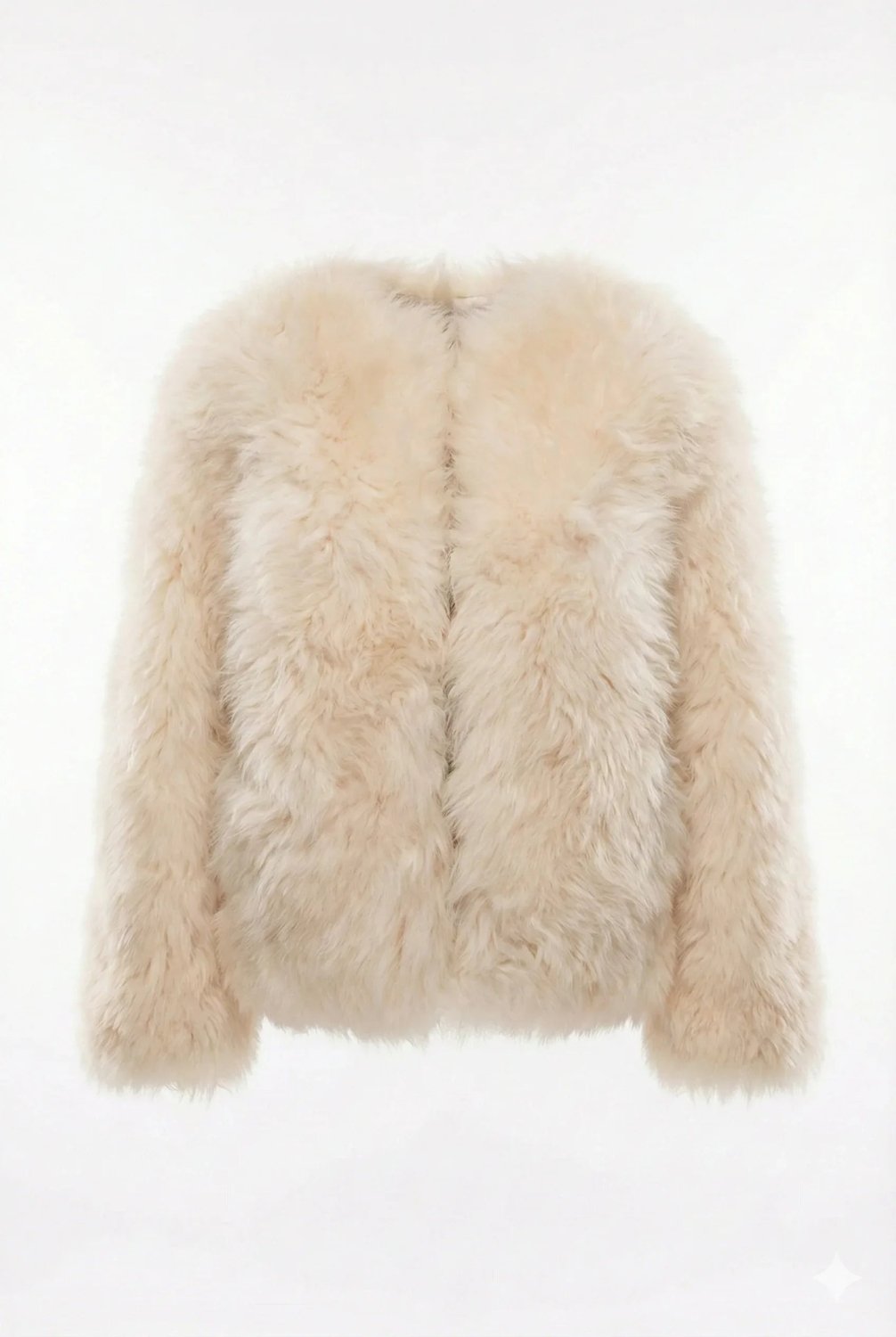 Sheepskin Fur / Coat with Burgundy Silk Lining - White - Mio NEGOZIO 🌹💐MellowConceptStoreMellowConceptStore