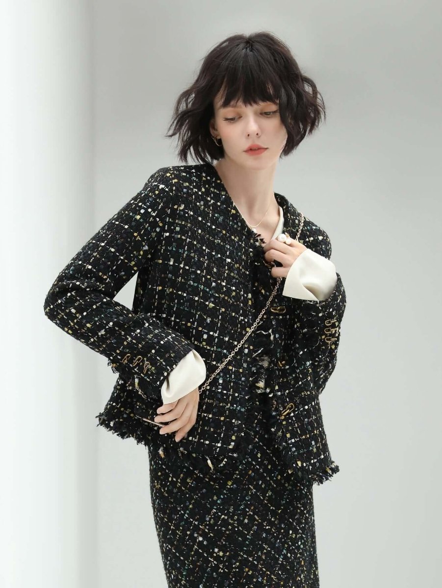 Sophisticated Fringe-Edged Tweed Jacket-0